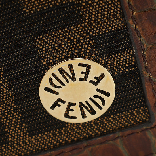 Fendi Bicolor Zucca Croco Embossed Continental Wallet