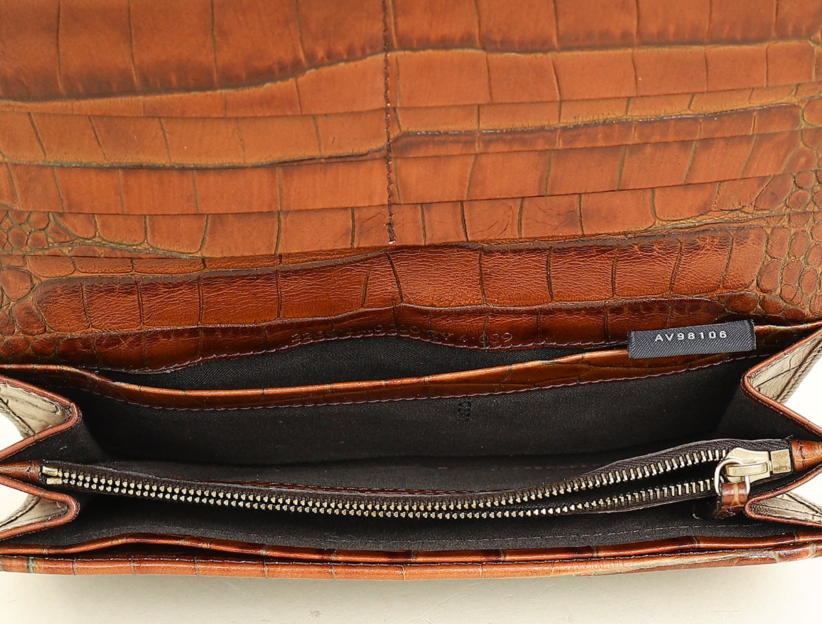 Fendi Bicolor Zucca Croco Embossed Continental Wallet