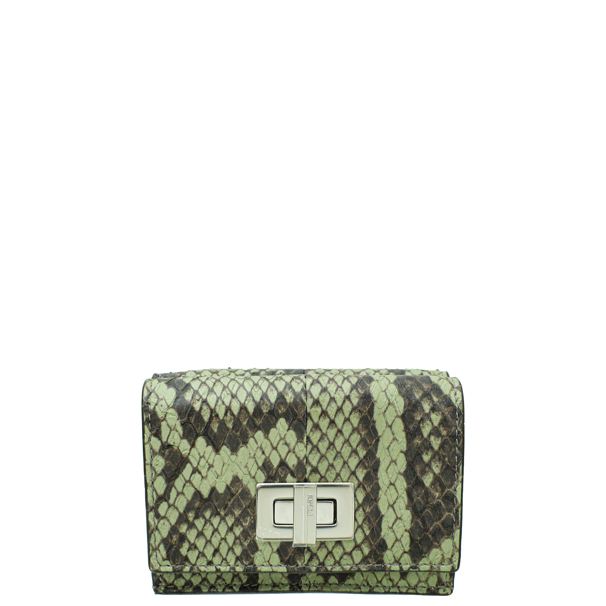 Fendi Green Tea Elaphe Micro Trifold Wallet-Fendi-THE CLOSET
