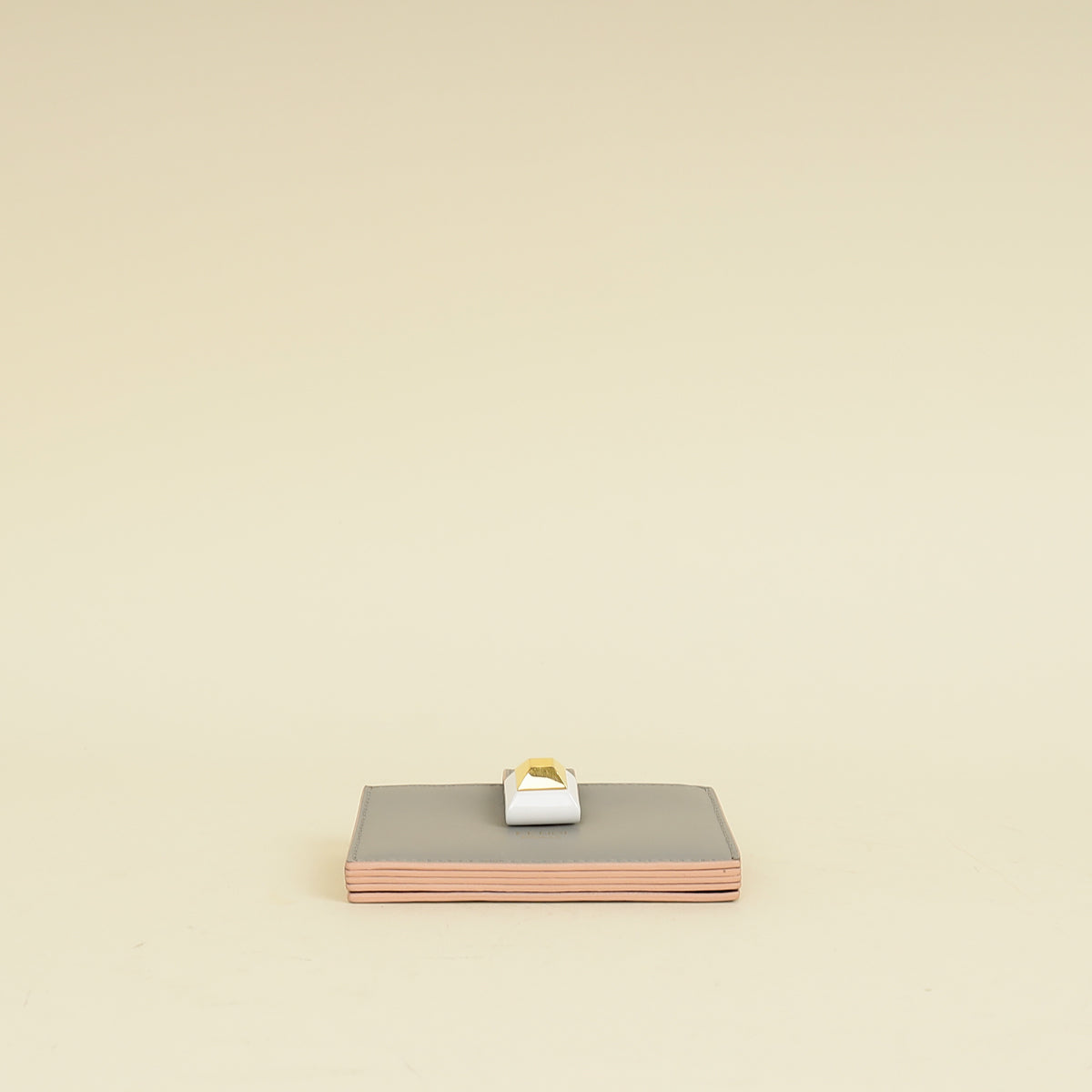 Fendi Grey Single Stud Gusseted Card Holder