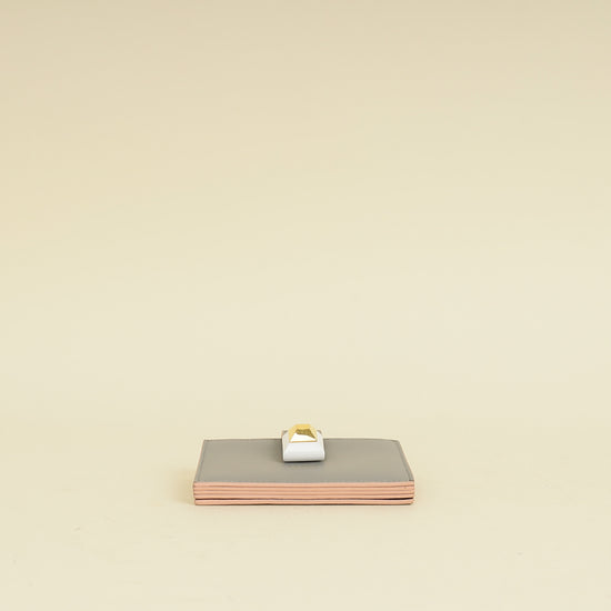 Fendi Grey Single Stud Gusseted Card Holder