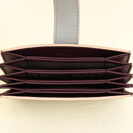 Fendi Grey Single Stud Gusseted Card Holder