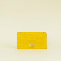 Fendi Yellow Embossed Chain Clutch Bag