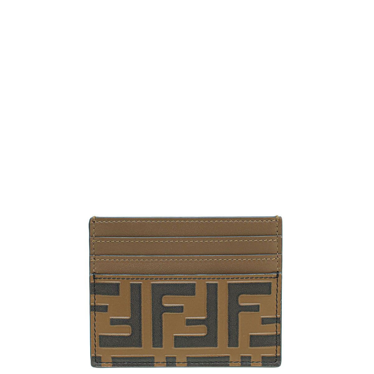 Fendi Brown FF Zucca Flat Card Case