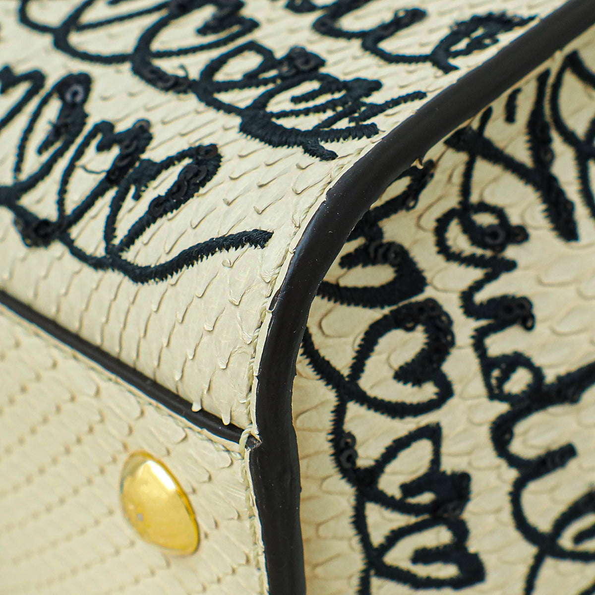 Fendi Bicolor Peekaboo Embroidered Python Regular Bag