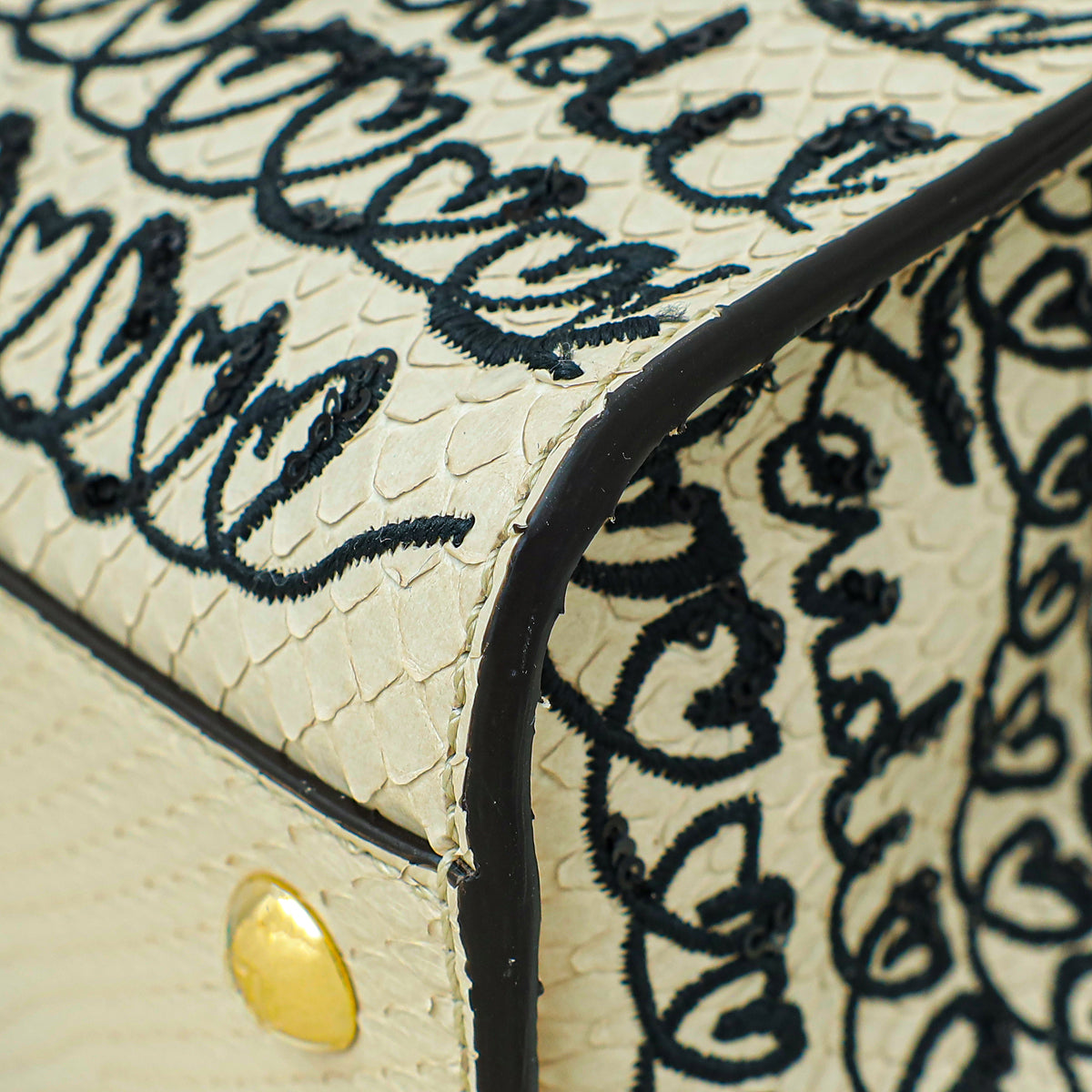 Fendi Bicolor Peekaboo Embroidered Python Regular Bag