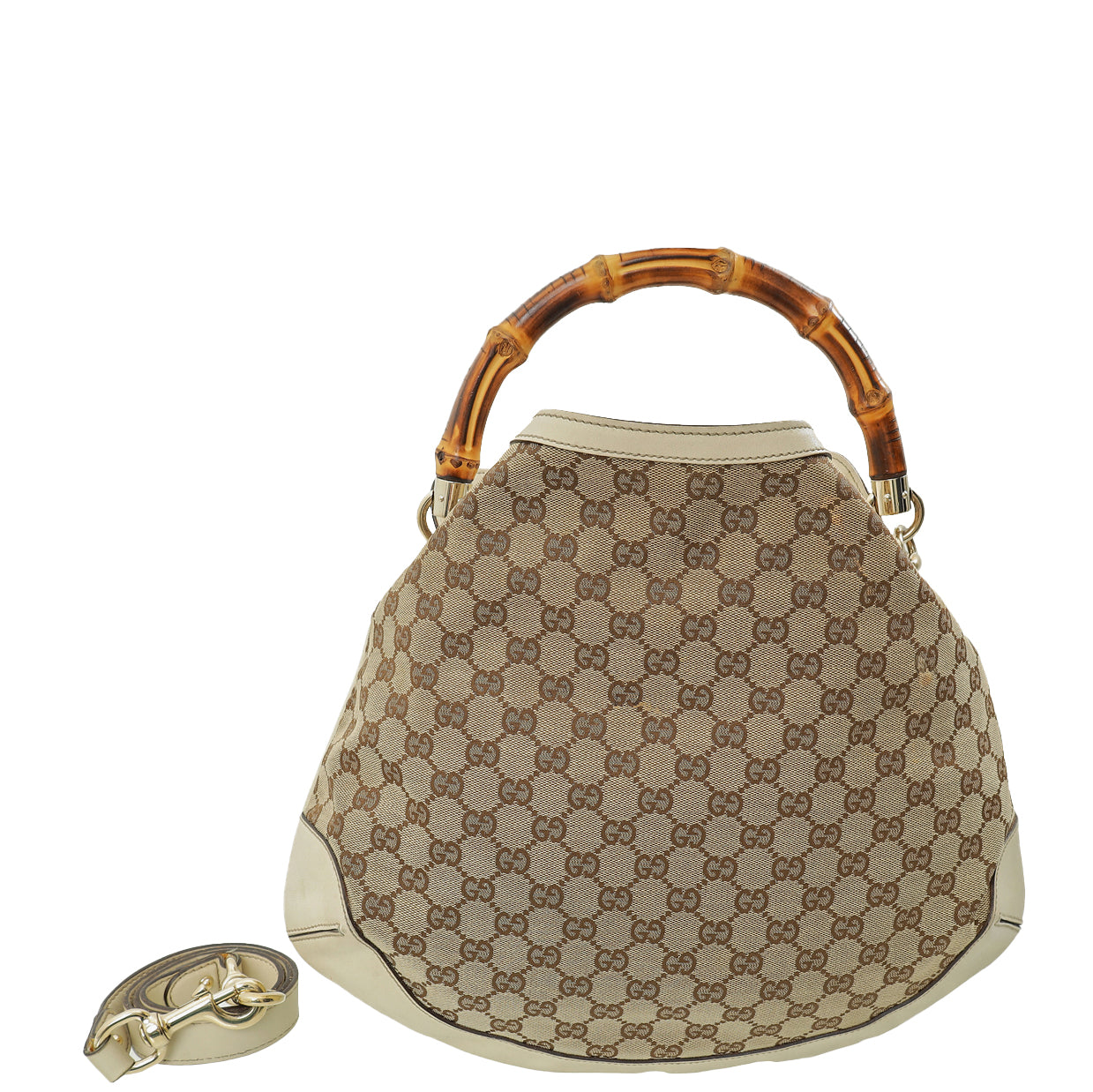 Gucci Bicolor GG Peggy Bamboo Top Handle Medium Bag