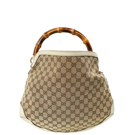 Gucci Bicolor GG Peggy Bamboo Top Handle Medium Bag