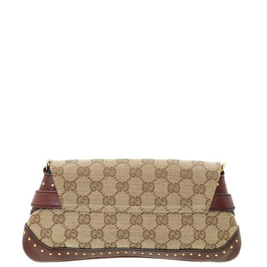 Gucci Bicolor GG Studded Horsebit Chain Clutch Bag