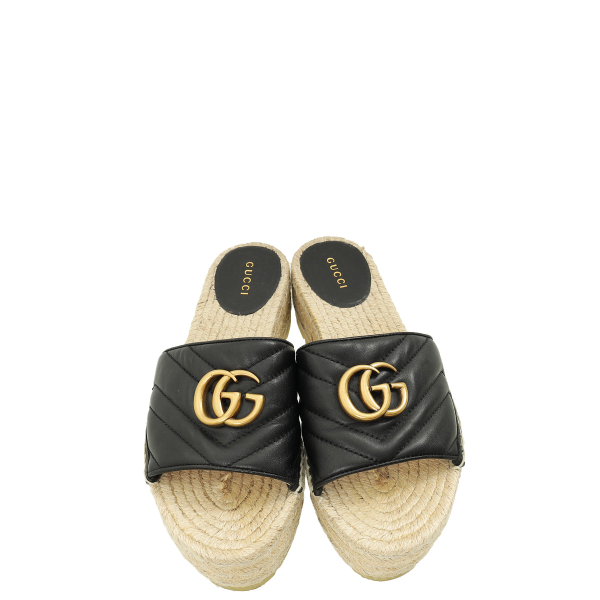 Gucci Black GG Marmont Espadrille Slide Sandals 37