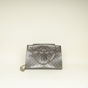 Gucci Metallic Brownish Gray GG Shine Emily Large Shoulder Bag