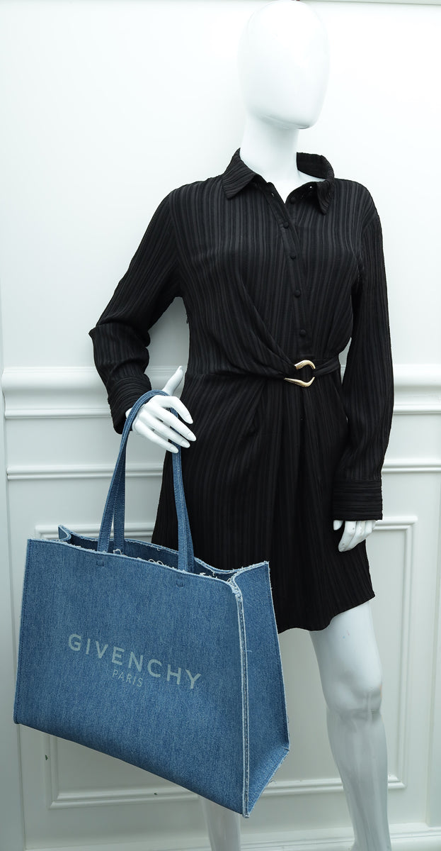 Givenchy Blue Denim G Tote Shopping Large Bag