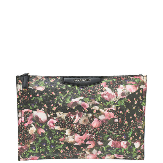 Givenchy Black Multicolor Floral Print Antigona Pouch