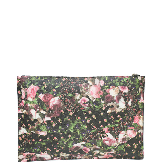 Givenchy Black Multicolor Floral Print Antigona Pouch