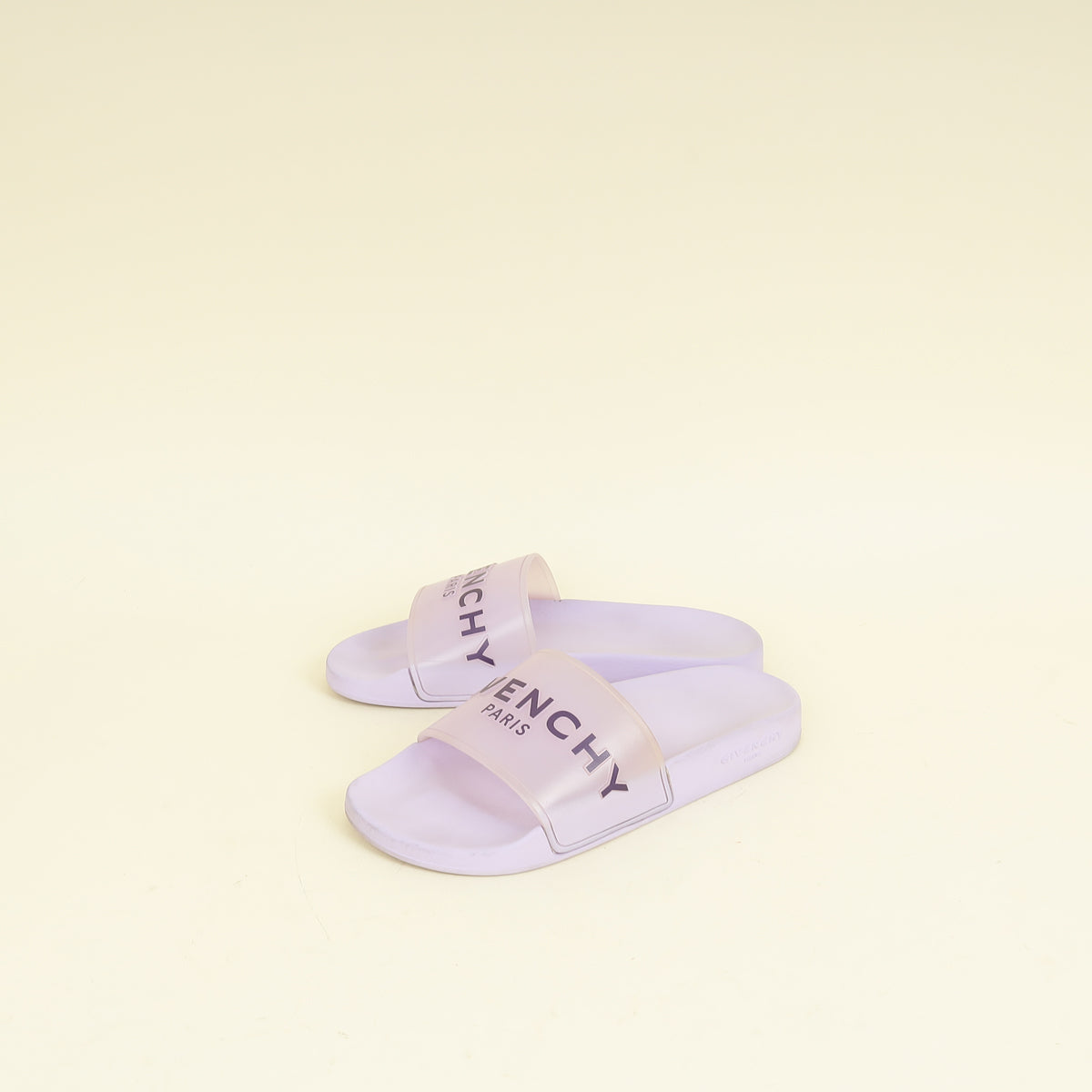 Givenchy Lilac Transparent Rubber Logo Slide Sandals 37
