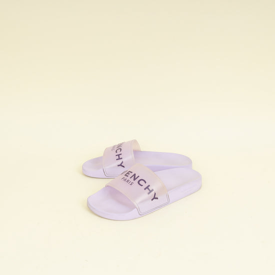 Givenchy Lilac Transparent Rubber Logo Slide Sandals 37