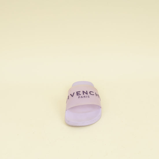Givenchy Lilac Transparent Rubber Logo Slide Sandals 37