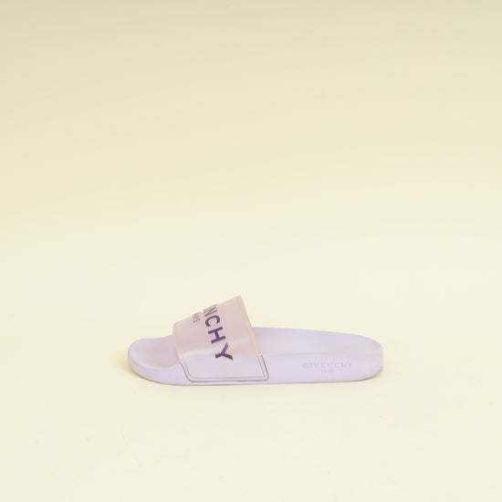 Givenchy Lilac Transparent Rubber Logo Slide Sandals 37