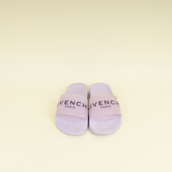 Givenchy Lilac Transparent Rubber Logo Slide Sandals 37