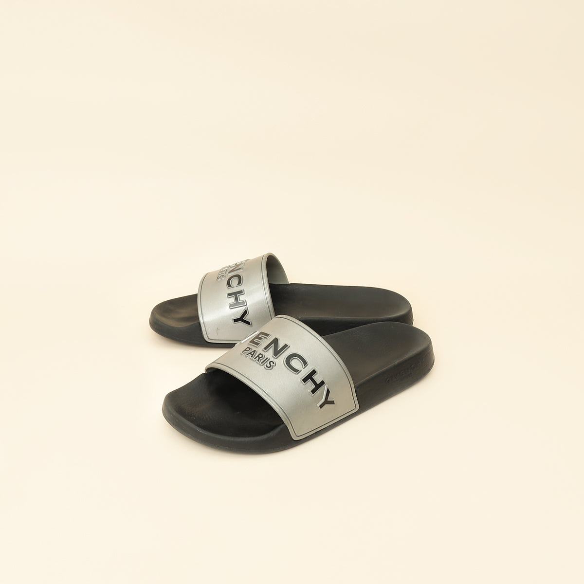 Givenchy Bicolor Logo Rubber Slides 36-Givenchy-THE CLOSET
