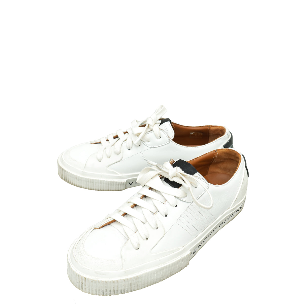 Givenchy White Lace Up Logo Print Sneakers 37-Givenchy-THE CLOSET