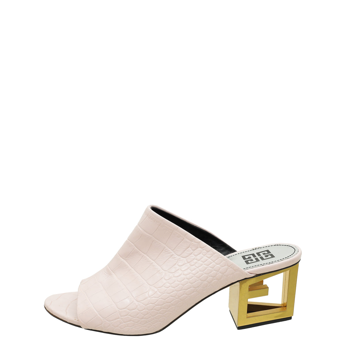 Givenchy Pink Triangle Croco Embossed Mules 40