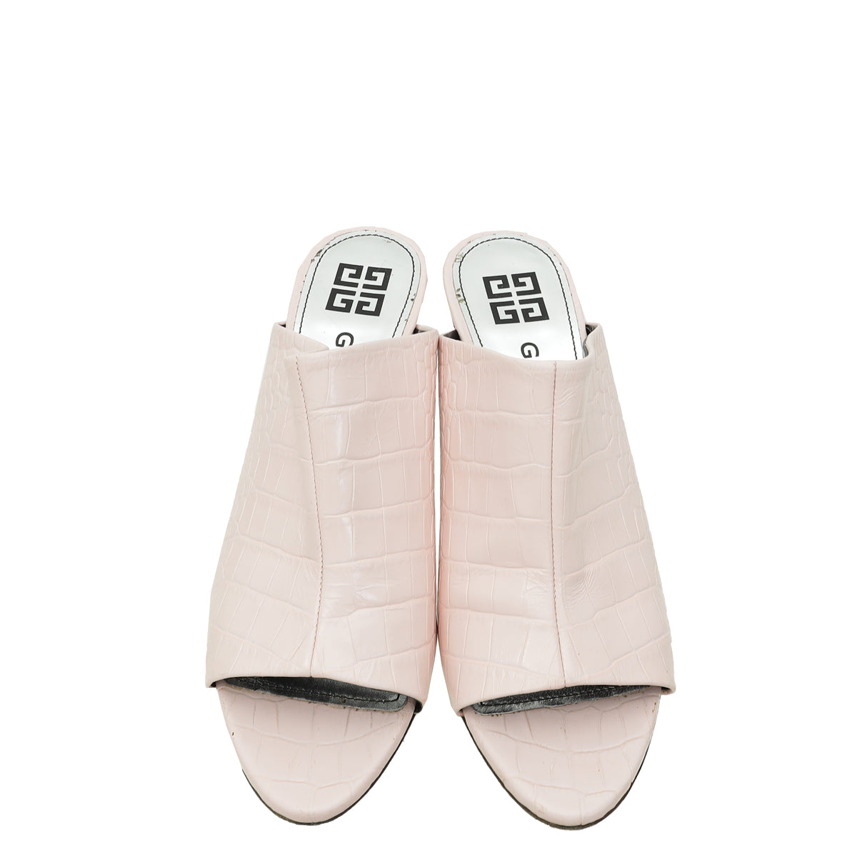 Givenchy Pink Triangle Croco Embossed Mules 40