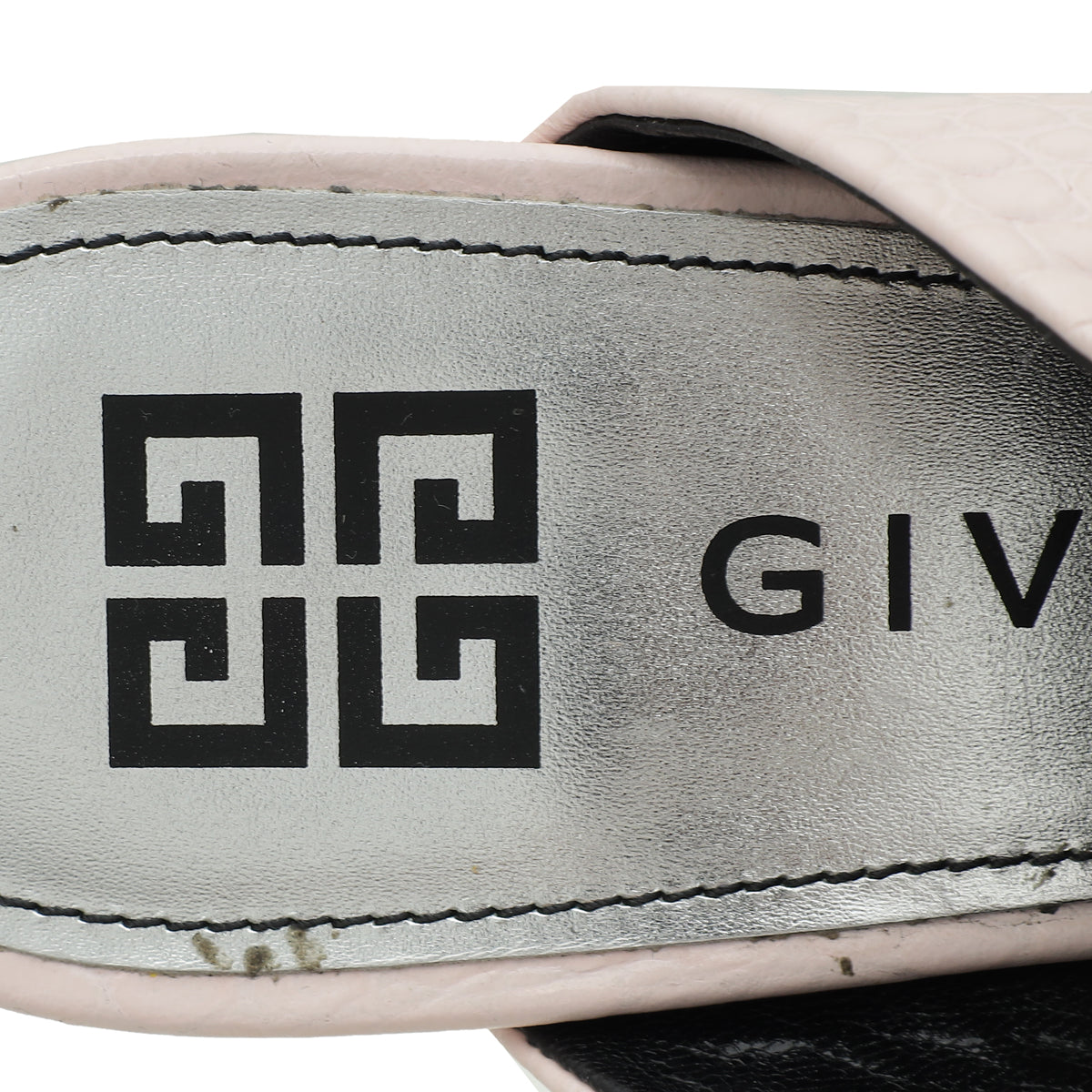 Givenchy Pink Triangle Croco Embossed Mules 40