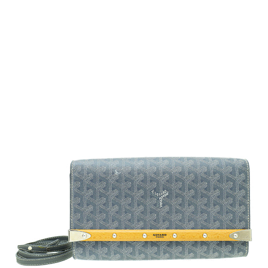 Goyard Grey Goyardine Monte Carlo Bois Clutch With Strap THE CLOSET