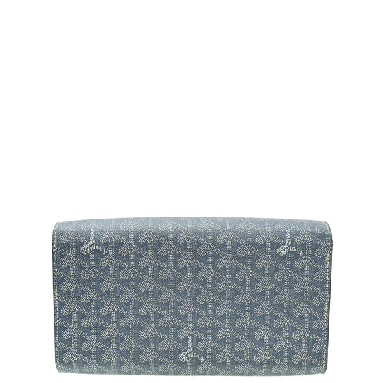 Goyard Grey Goyardine Monte Carlo Bois Clutch With Strap