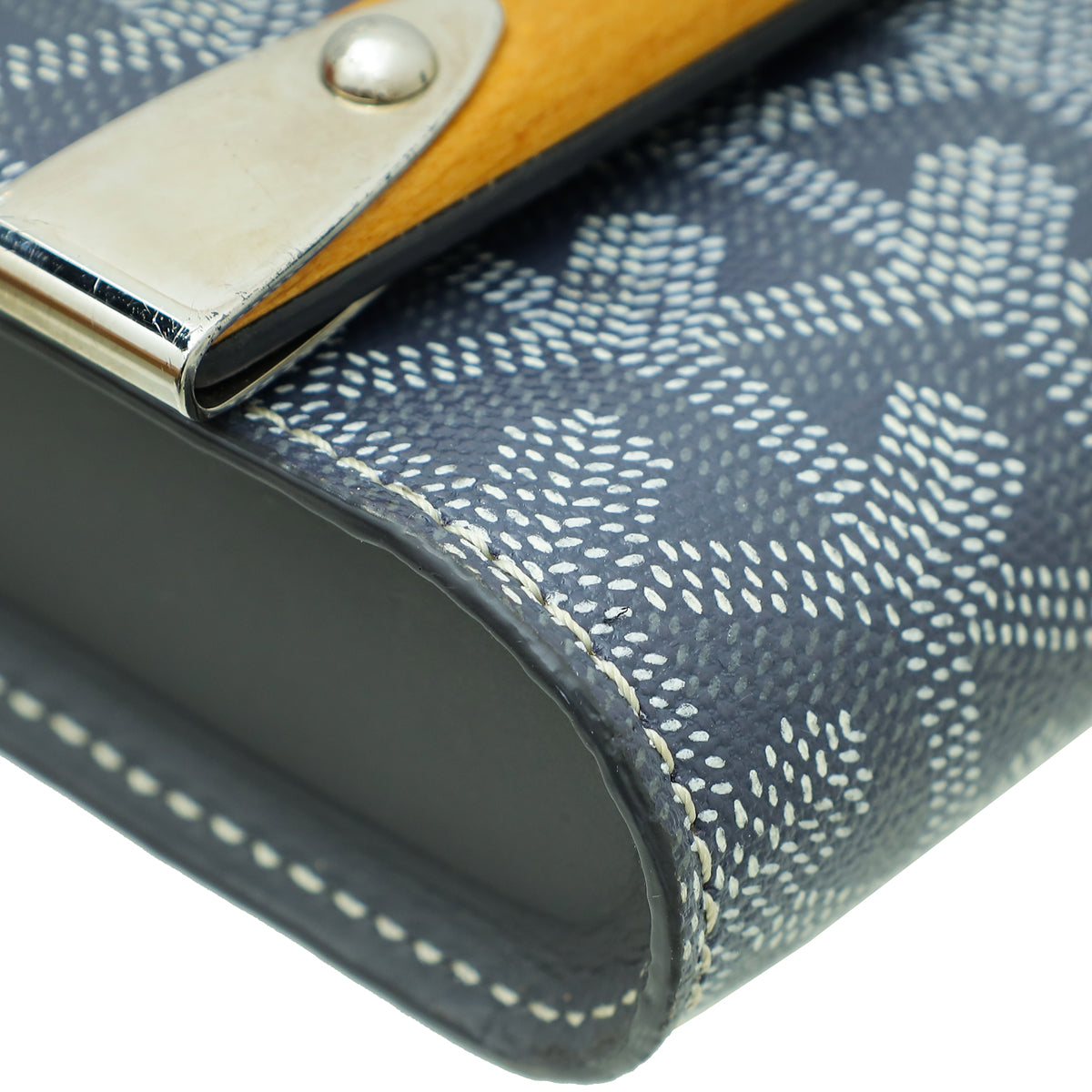 Goyard Grey Goyardine Monte Carlo Bois Clutch With Strap