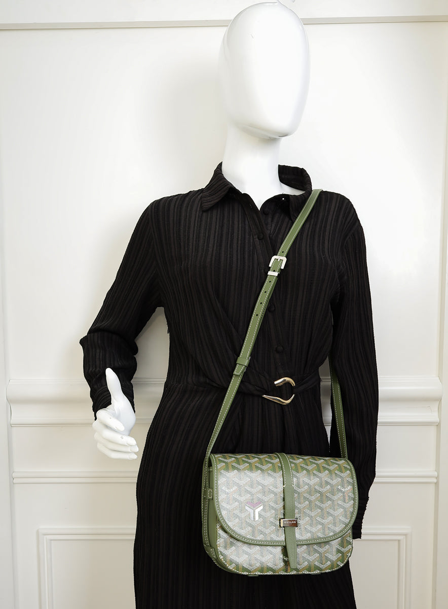 Goyard Khaki Goyardine Belvedere PM Messenger Bag