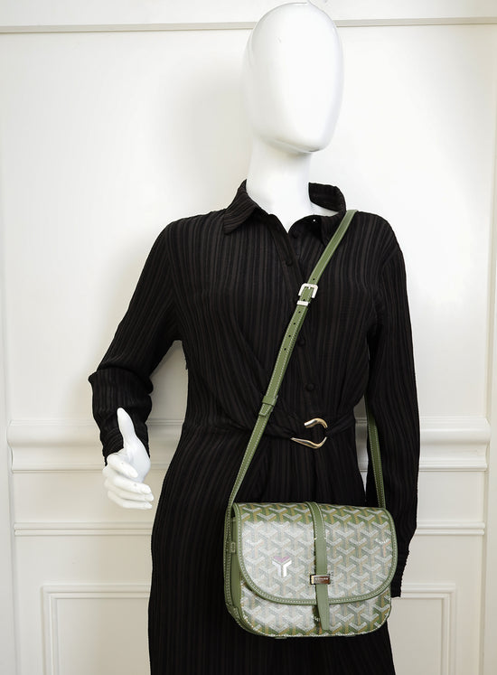 Goyard Khaki Goyardine Belvedere PM Messenger Bag