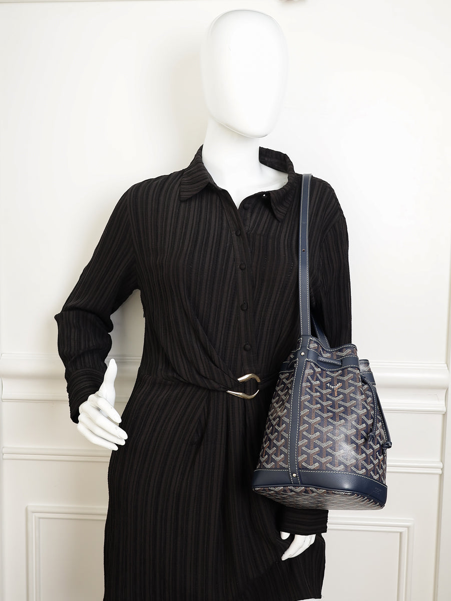 Goyard Navy Blue Goyardine Petit Flot Bucket Bag-Goyard-THE CLOSET