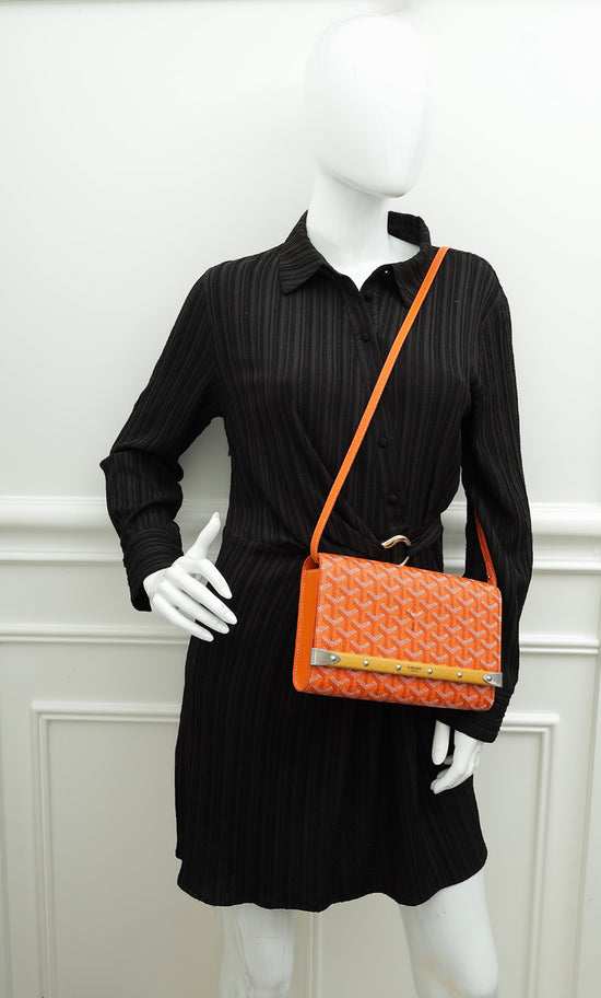 Goyard Orange Goyardine Monte Carlo PM Clutch