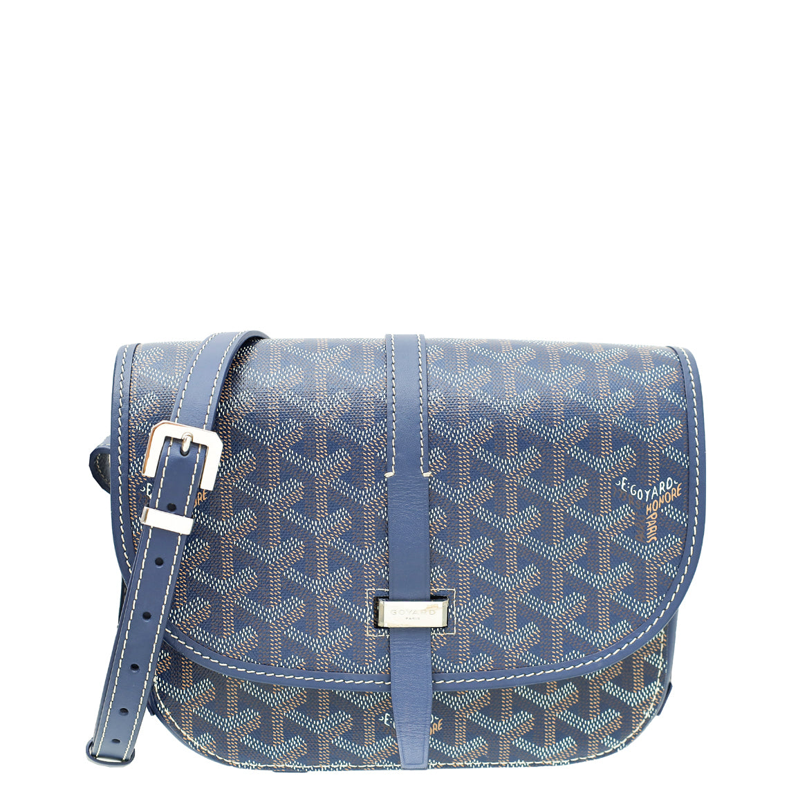 Goyard Navy Blue Goyardine Belvedere II PM Bag