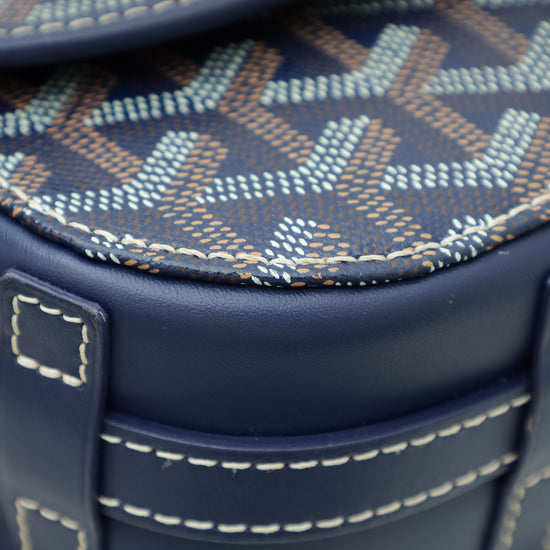 Goyard Navy Blue Goyardine Belvedere II PM Bag