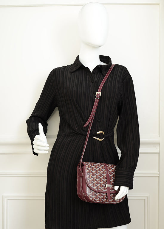 Goyard Burgundy Goyardine Belvedere PM Messenger Bag