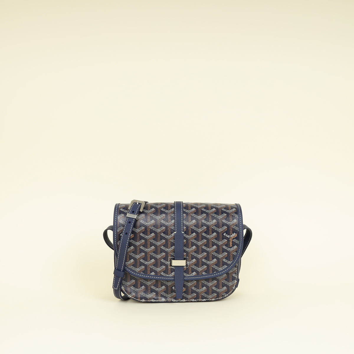 Goyard Navy Blue Goyardine Belvedere PM Messenger Bag