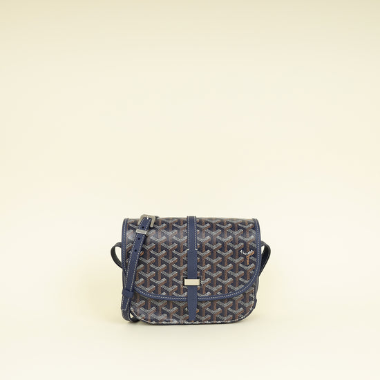 Goyard Navy Blue Goyardine Belvedere PM Messenger Bag