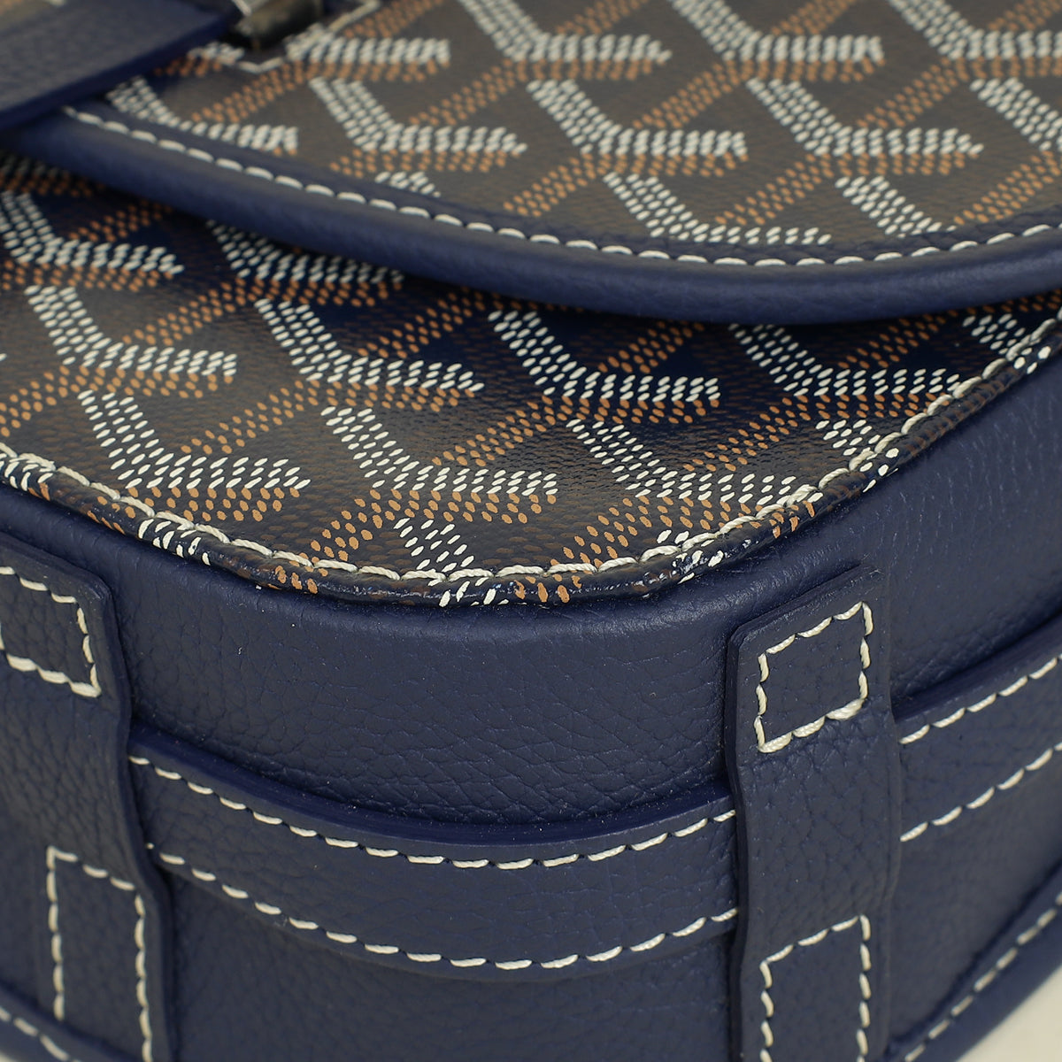 Goyard Navy Blue Goyardine Belvedere PM Messenger Bag
