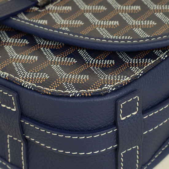 Goyard Navy Blue Goyardine Belvedere PM Messenger Bag