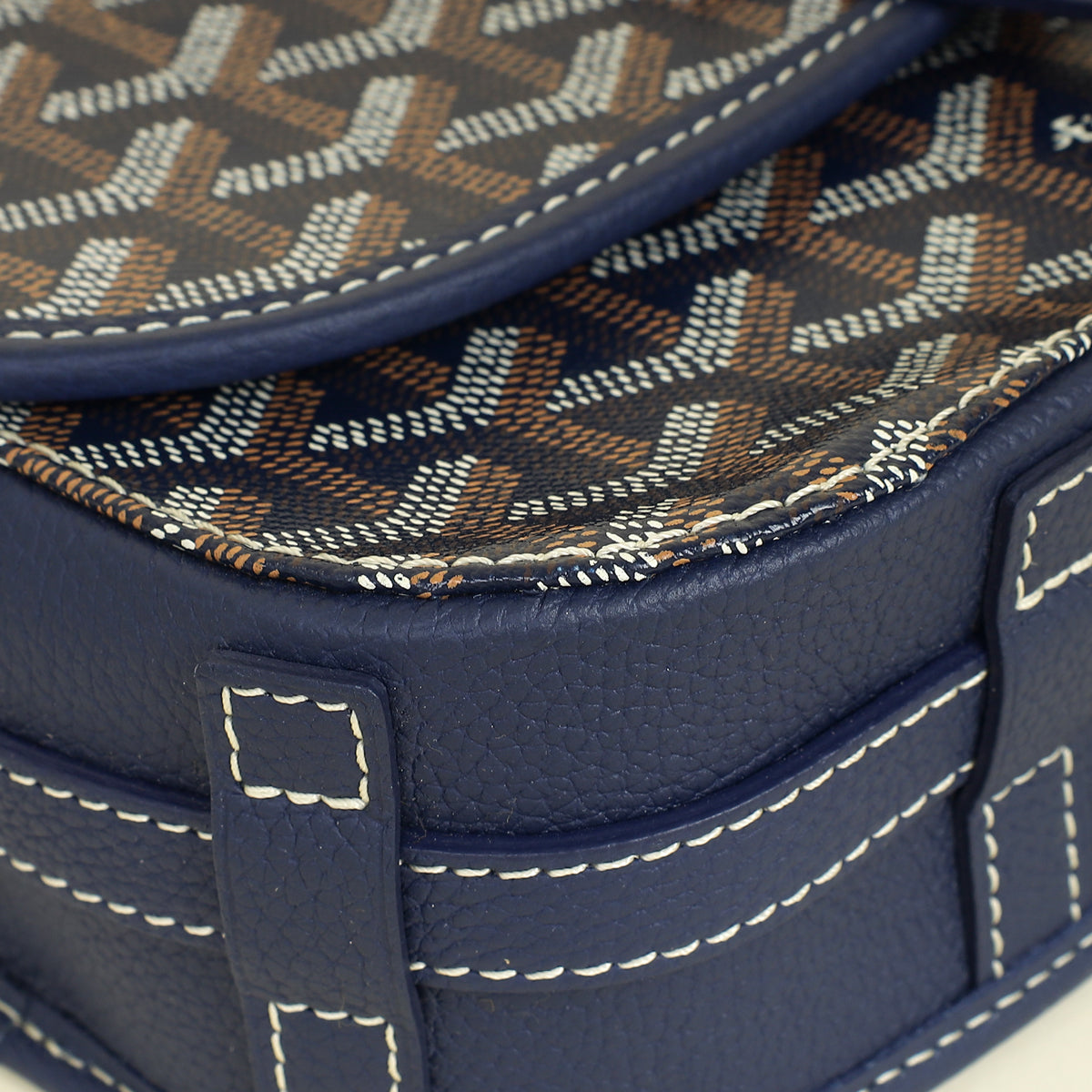 Goyard Navy Blue Goyardine Belvedere PM Messenger Bag