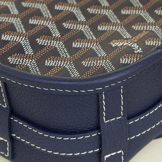 Goyard Navy Blue Goyardine Belvedere PM Messenger Bag
