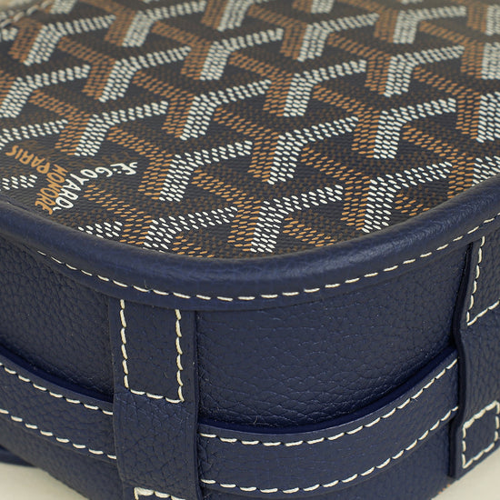 Goyard Navy Blue Goyardine Belvedere PM Messenger Bag
