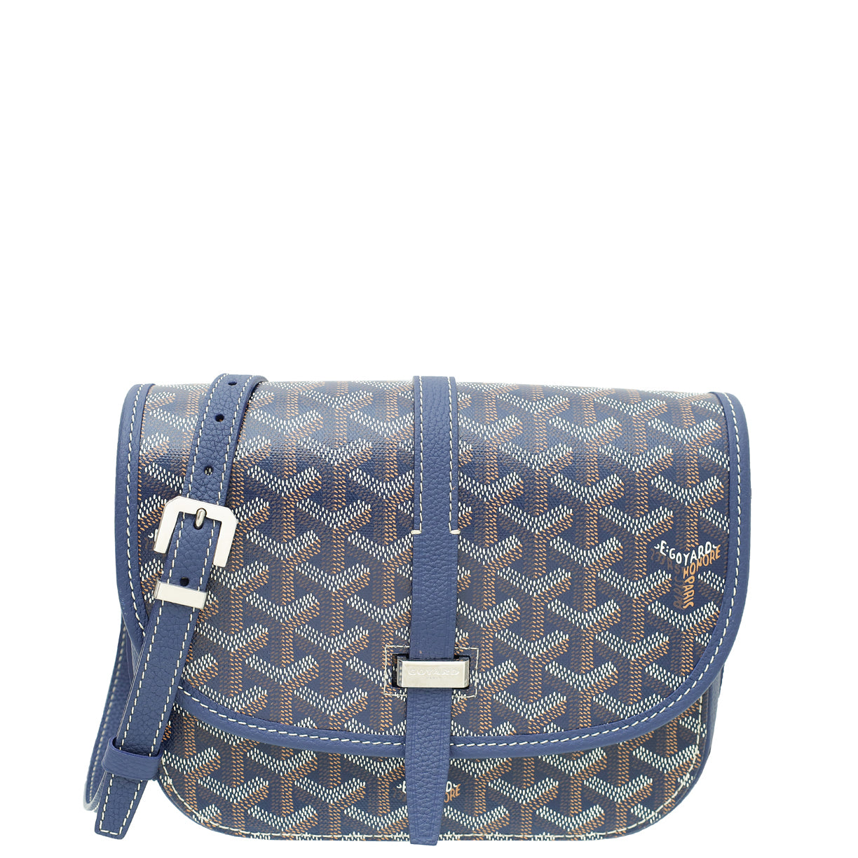 Goyard Navy Blue Goyardine Belvedere II PM Messenger Bag-Goyard-THE CLOSET