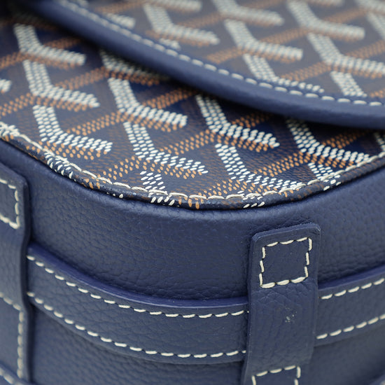 Goyard Navy Blue Goyardine Belvedere II PM Messenger Bag