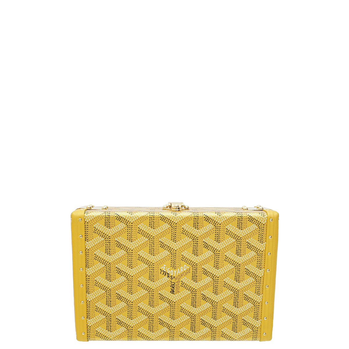 Goyard Metallic Yellow Gold Goyardine Minaudiere Trunk Bag