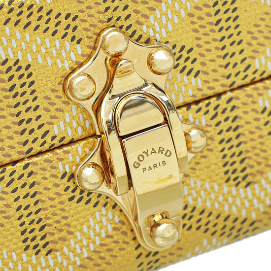 Goyard Metallic Yellow Gold Goyardine Minaudiere Trunk Bag