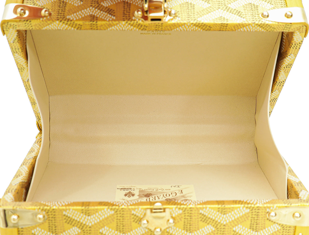 Goyard Metallic Yellow Gold Goyardine Minaudiere Trunk Bag